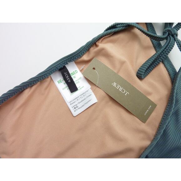 NWT J.Crew Ribbed Curved-Waist Cheeky String Bikini Bottom S Blue Textured - Picture 4 of 6